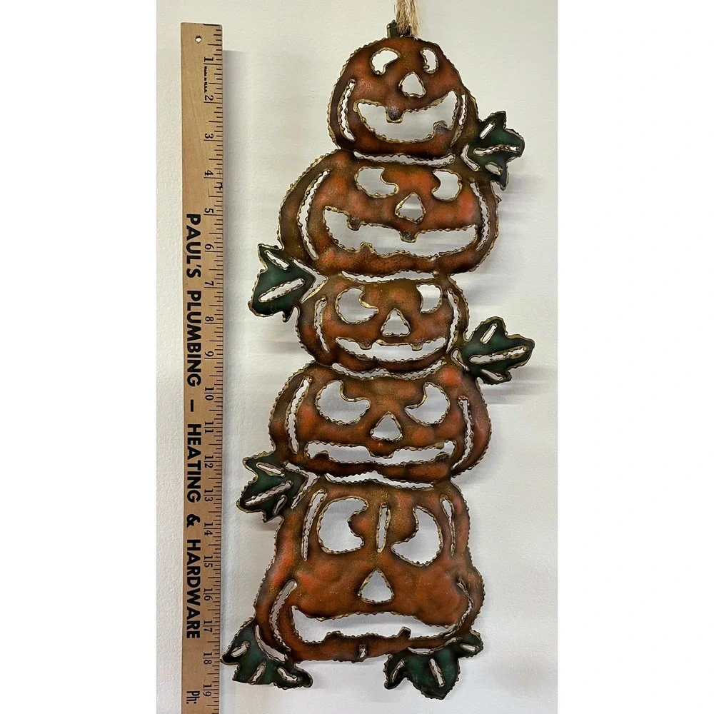 Stacked Metal Jack-O-Lantern Pumpkin Wall Hanging Halloween Decor 19